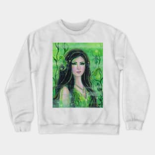 Peridot mermaid with seahorses by Renee Lavoie Crewneck Sweatshirt